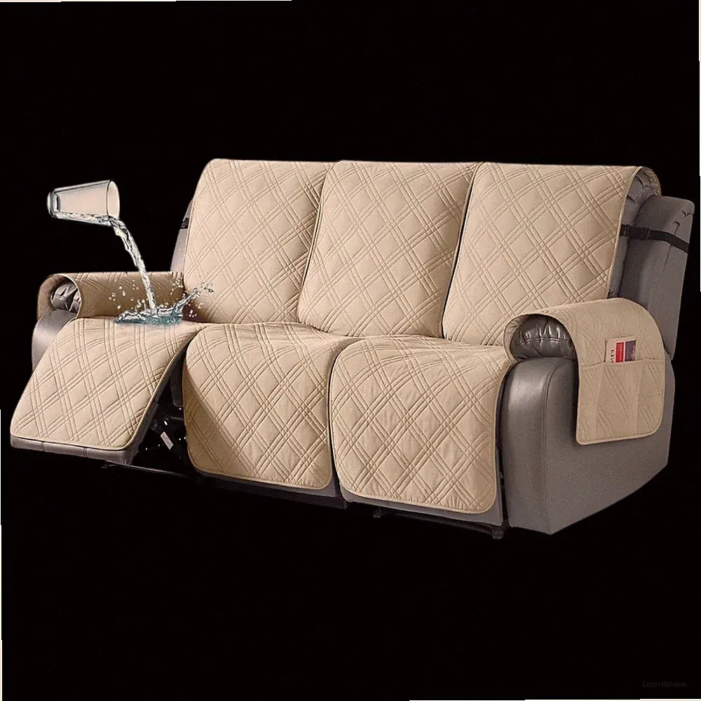 100% Waterproof Recliner Sofa Covers Split Couch Covers For 3 Seater Cream Re....