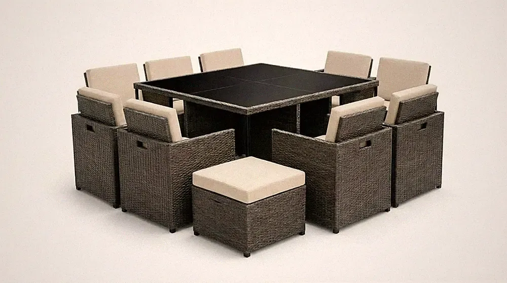 12pc/16pc Replacement Cushion Set to fit 8 Seater Rattan Garden Dining Cube