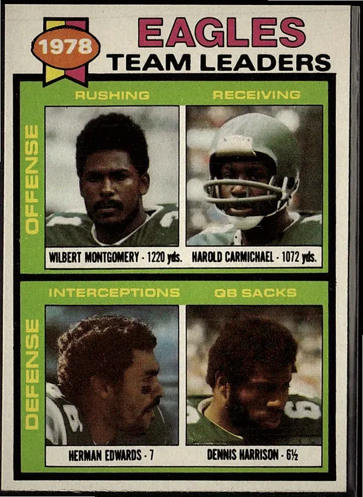 1979 Topps Cream Set-Break Montgomery, Carmichael, Edwards, Harrison #151 Eagles