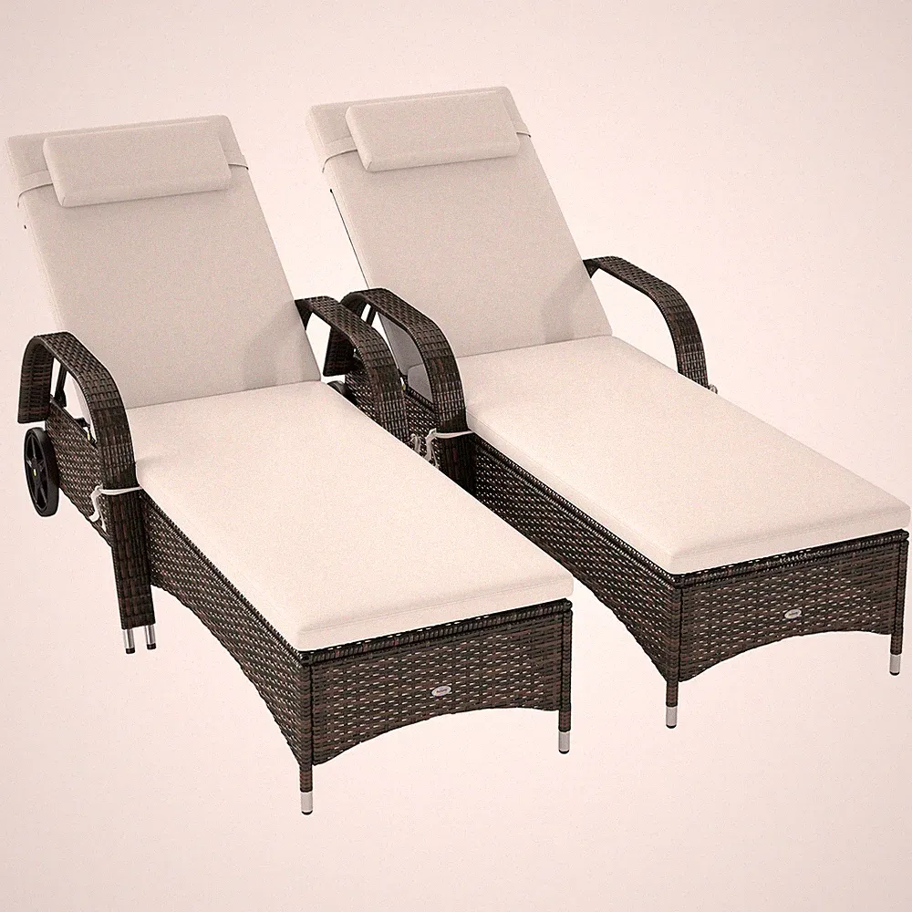 2 Reclining Outdoor Chaise Lounge Chairs with Cushions Included