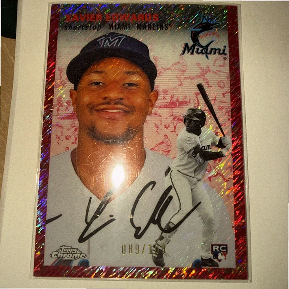 2023 Topps Chrome Platinum #149 Xavier Edwards Toile Cream/Fuchsia Refractor/100