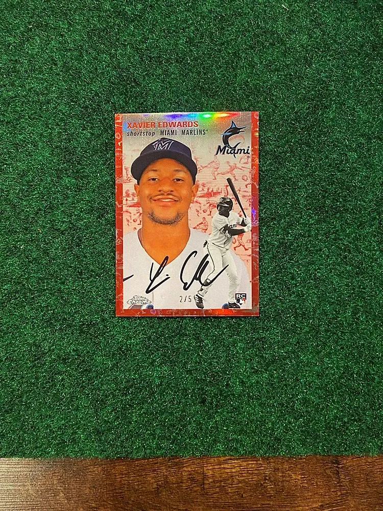 2023 Topps Chrome Platinum Anniversary Xavier Edwards Toile Cream Red /5 #149