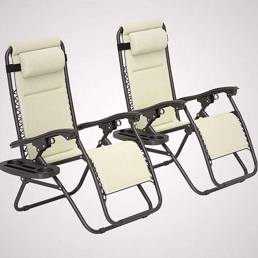 2PC Outdoor Zero Gravity Recliner Chairs Patio Lounge Set