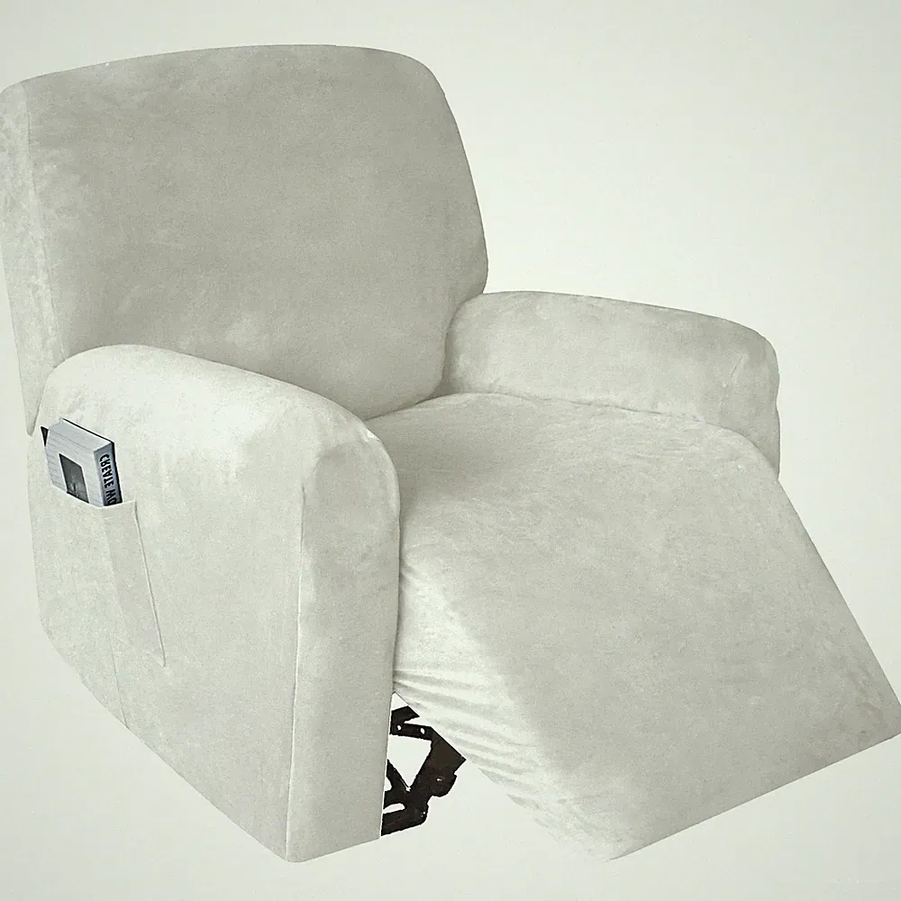 4 Pieces Stretch Velvet Recliner Chair Covers, Thick & Soft Recliner Slipcove...