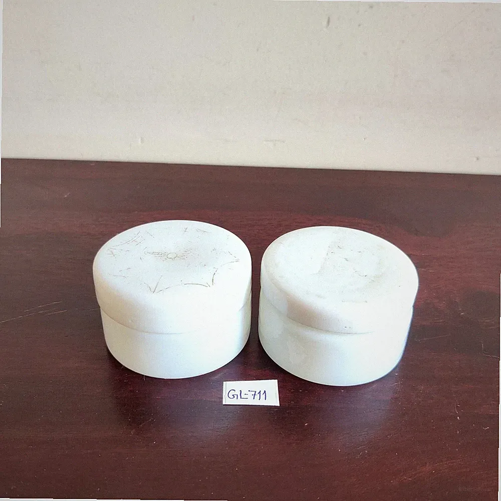 Antique Milky White Glass Cream Pot Jar Set of 2 GL177