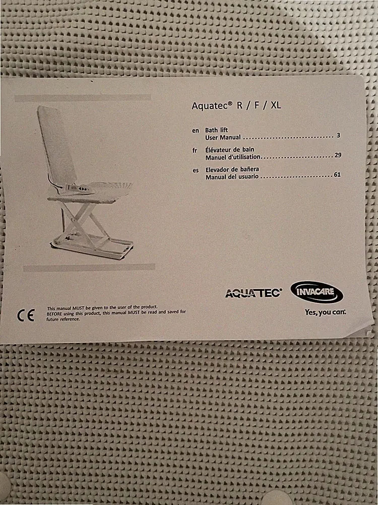 Aquatec R Bath Lift, Battery-Powered Bathtub Chair with Reclining Back