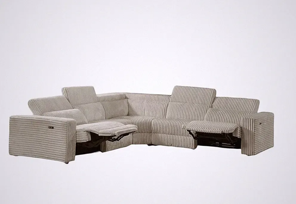 Bayonne Power Reclining Sectional Sofa with USB Ports Adjustable Headrests Cream