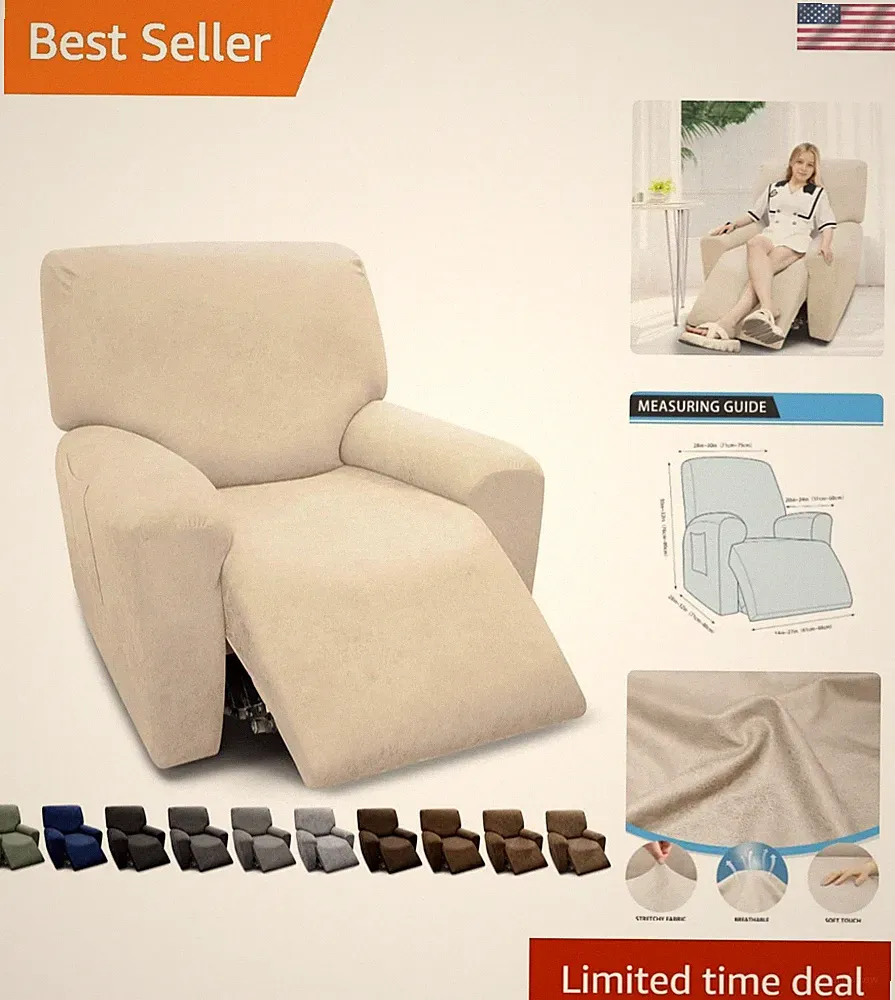 Chair Covers 4-Pieces Recliner Chair Covers 1 Seater Cover for Recliner Chair...
