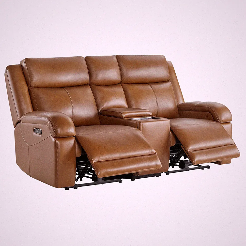 CHITA Genuine Leather Recliner Sofa Wall Hugger Reclining Sofa w/Storage Console