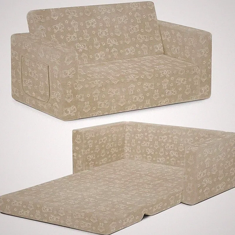 Convertible 2-in-1 Kids Sofa Lounger Sleeper Foam Chair Non-slip Portable Design