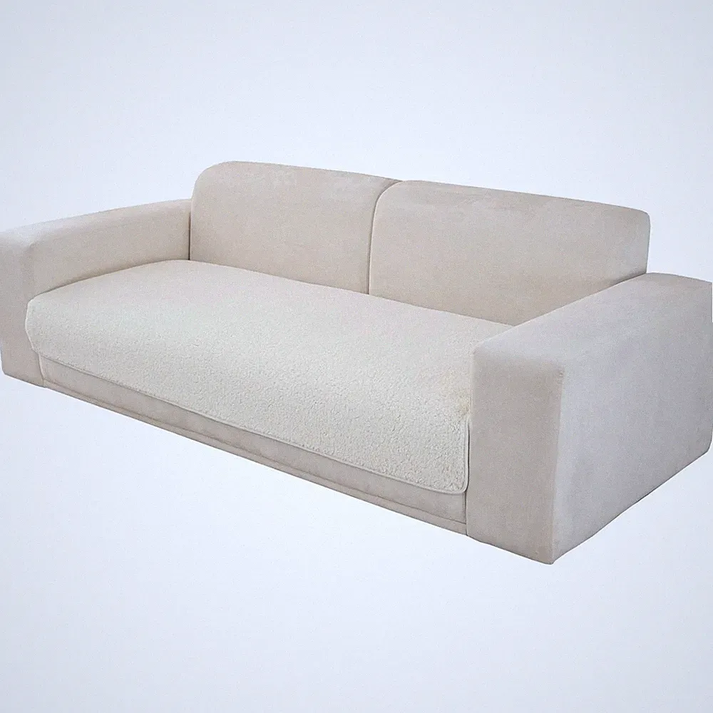 Couch Cover Sherpa Fleece Sectional Sofa Nonslip Washable Off White 36x94"
