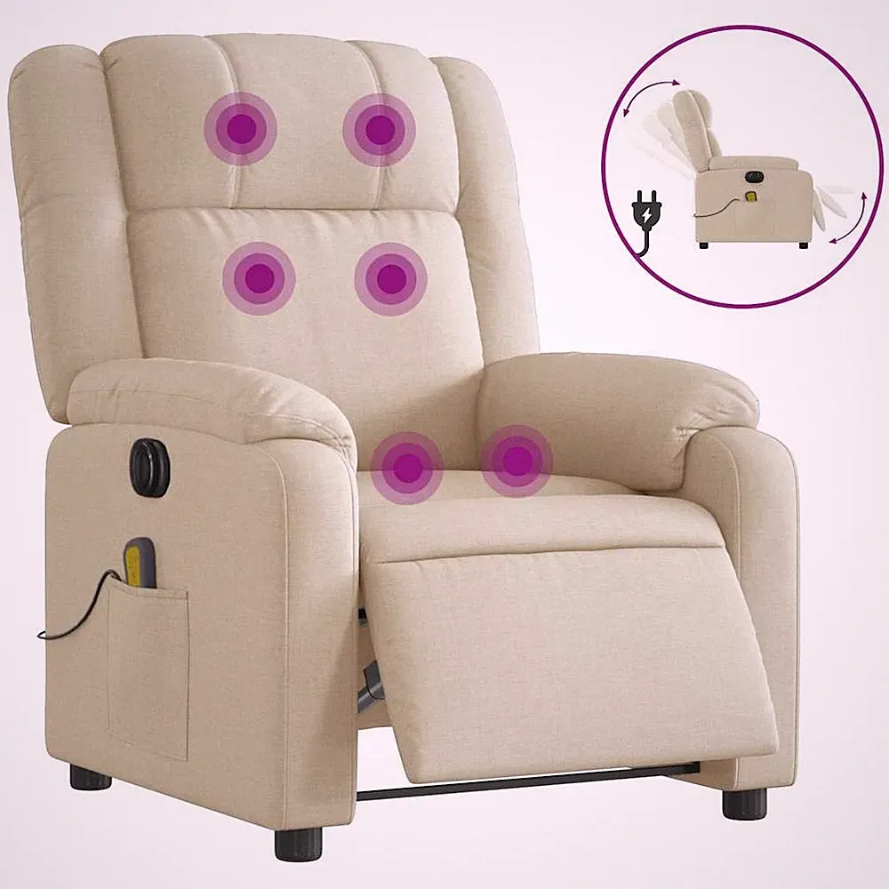 Electric Massage Recliner Chair in Dark Green, Gray, and Black Fabrics vidaXL