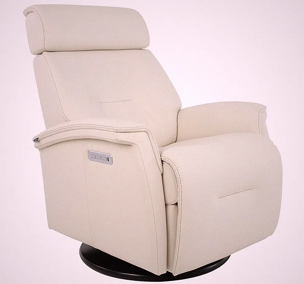 Fjords Rome Small Power 3 Motor Recliner Swivel Chair Relaxer - Ivory AL Leather