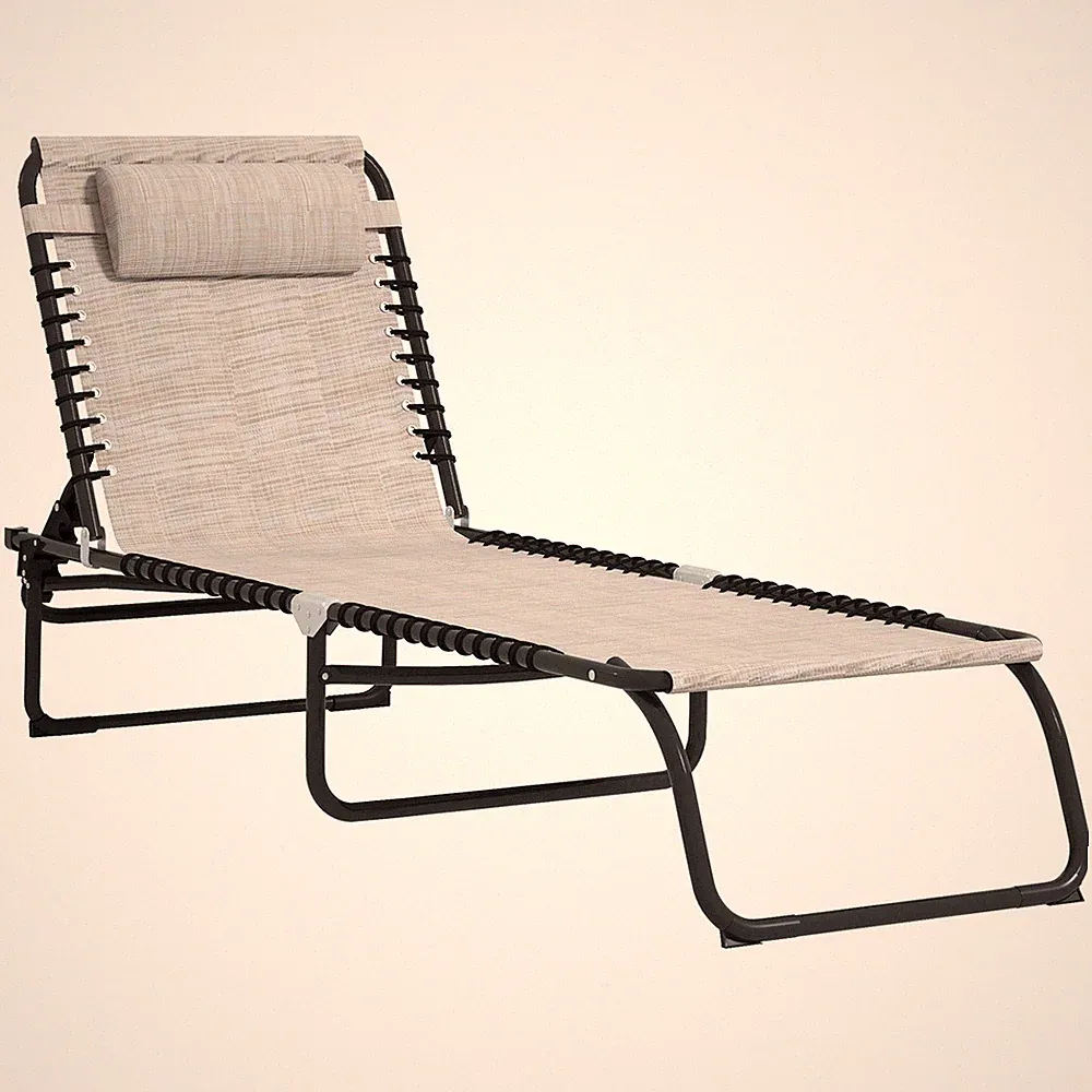 Foldable chaise lounge with three reclining positions, portable and breathable d