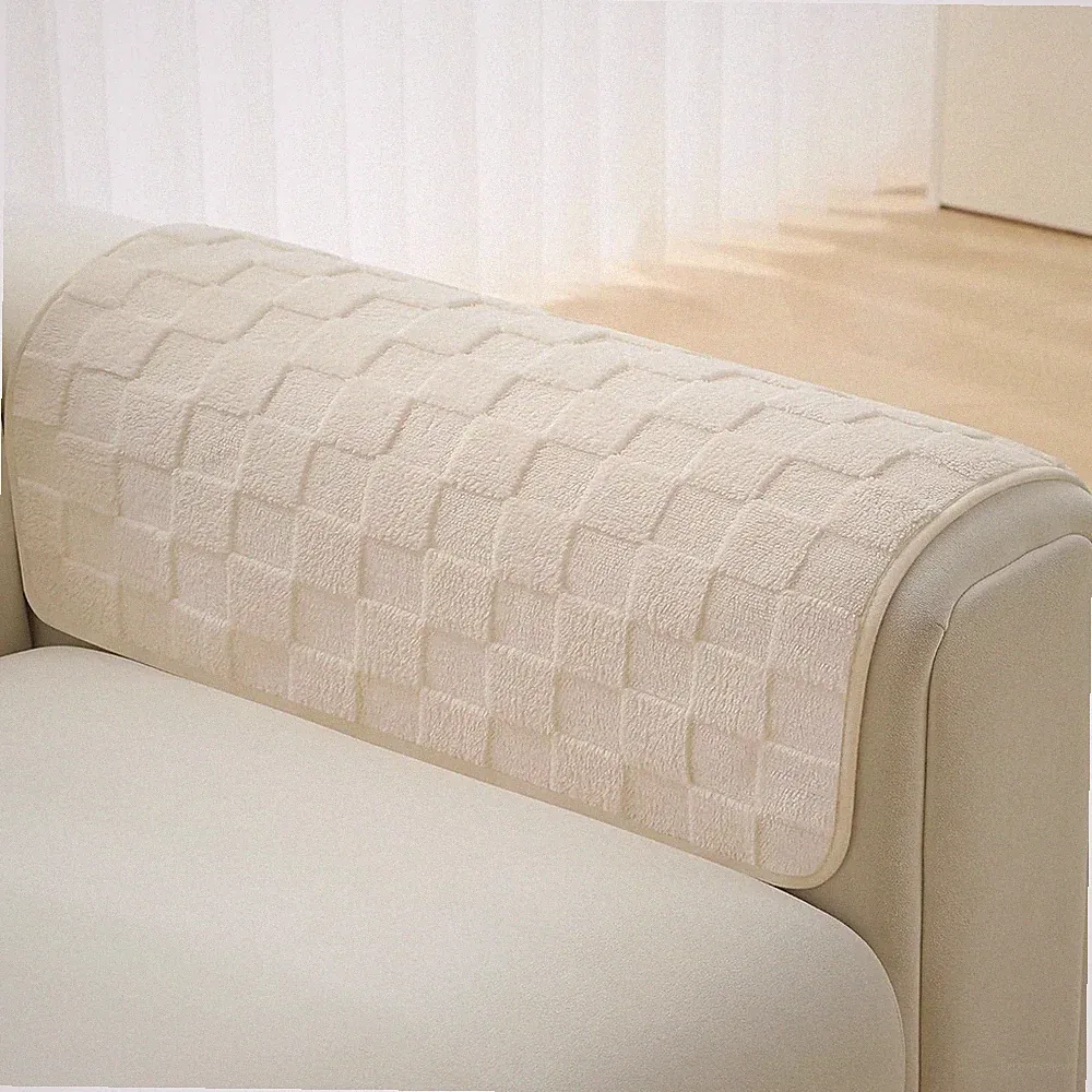 Fuzzy Couch Arm Covers Recliner Arm Covers, 20x20 inch(Pack of 2) Cream White