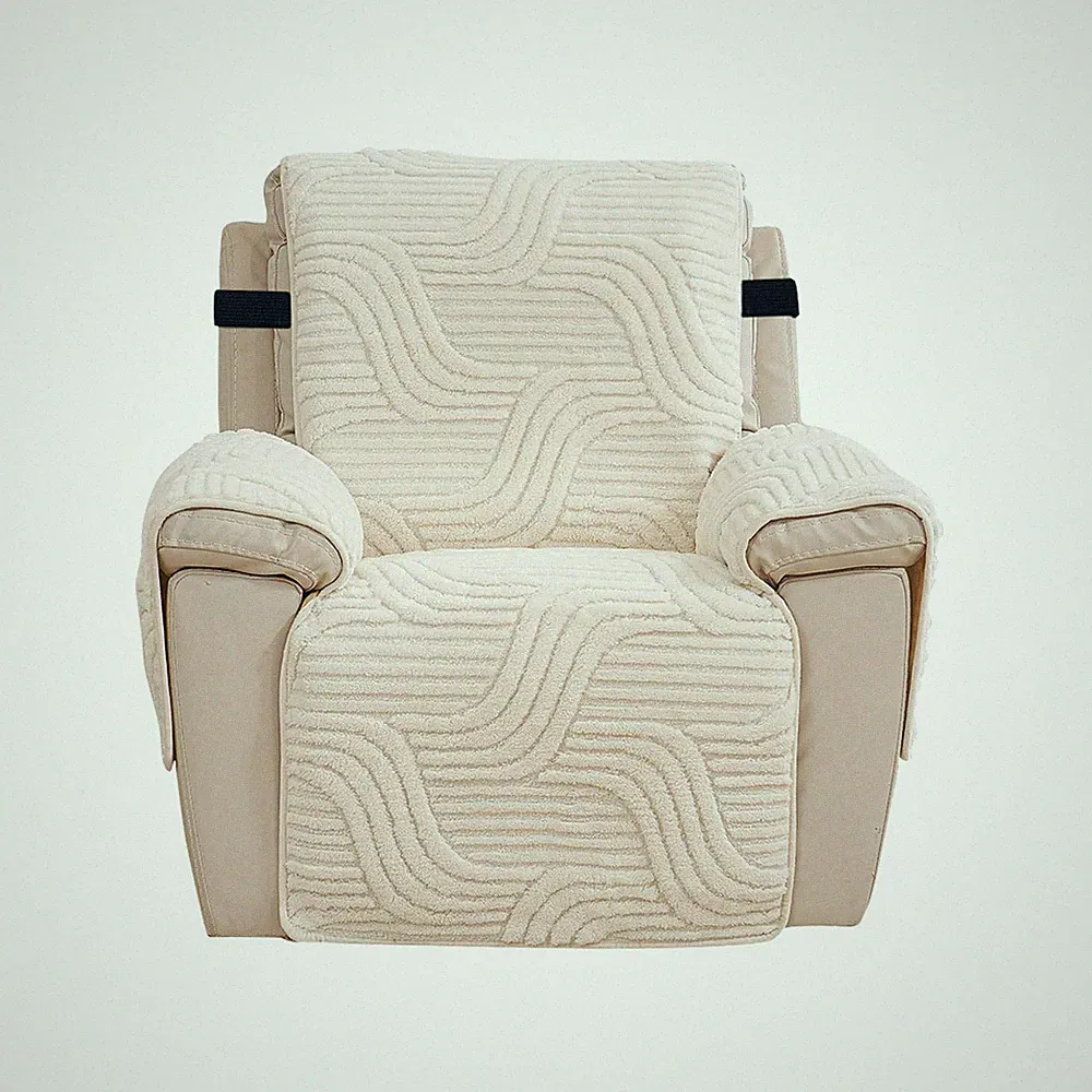 Fuzzy Recliner Chair Cover Pet Friendly Cream Recliner Protector for Lazy Boy...