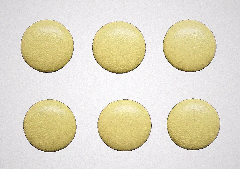 Genuine leather tufting buttons 6 Made in USA 20mm light beige/cream metal loop.