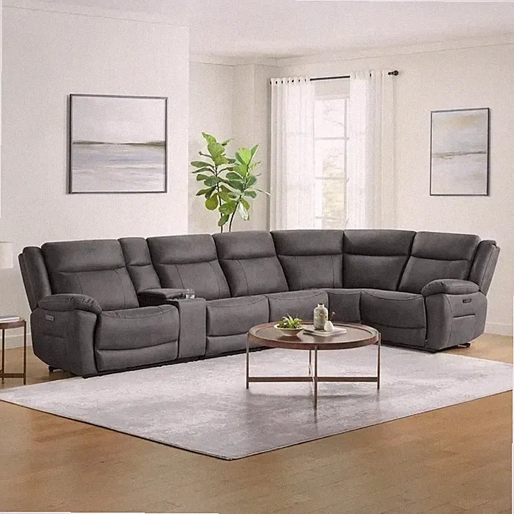 Gilman Creek 6-Piece Fabric Power Reclining Sectional w/ Power Headrests & USB