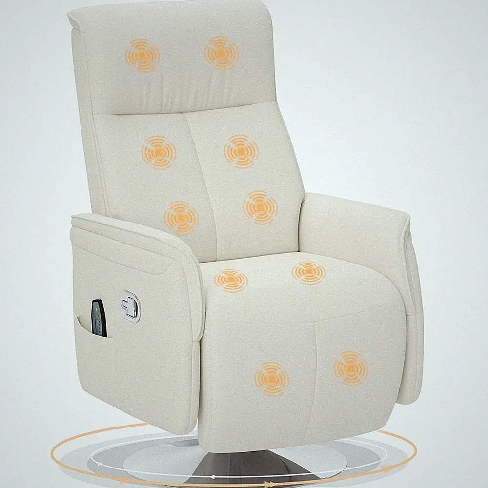 HOMCOM Massage Reclining Chair with Adjustable Backrest, Cream White