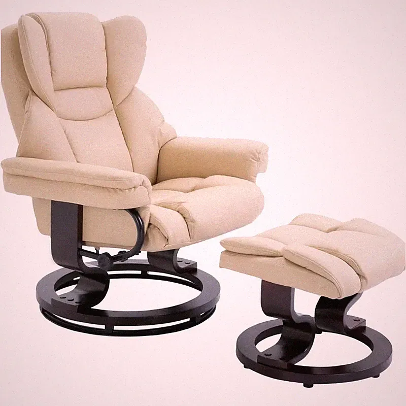 HOMCOM Swivel Recliner Chair Footstool PU Leather Manual Armchair Living Room