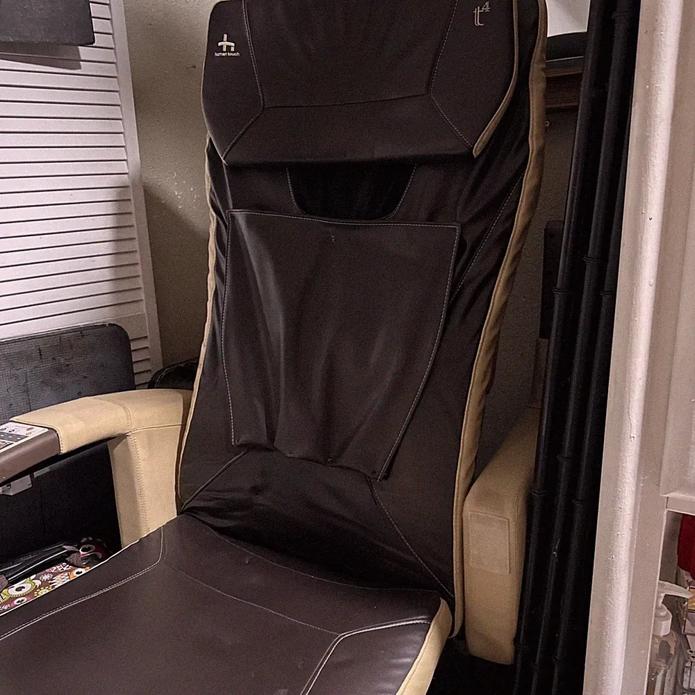 Human Touch Pedicure Spa Chair Massage, Cup Holder, Brown Beige White