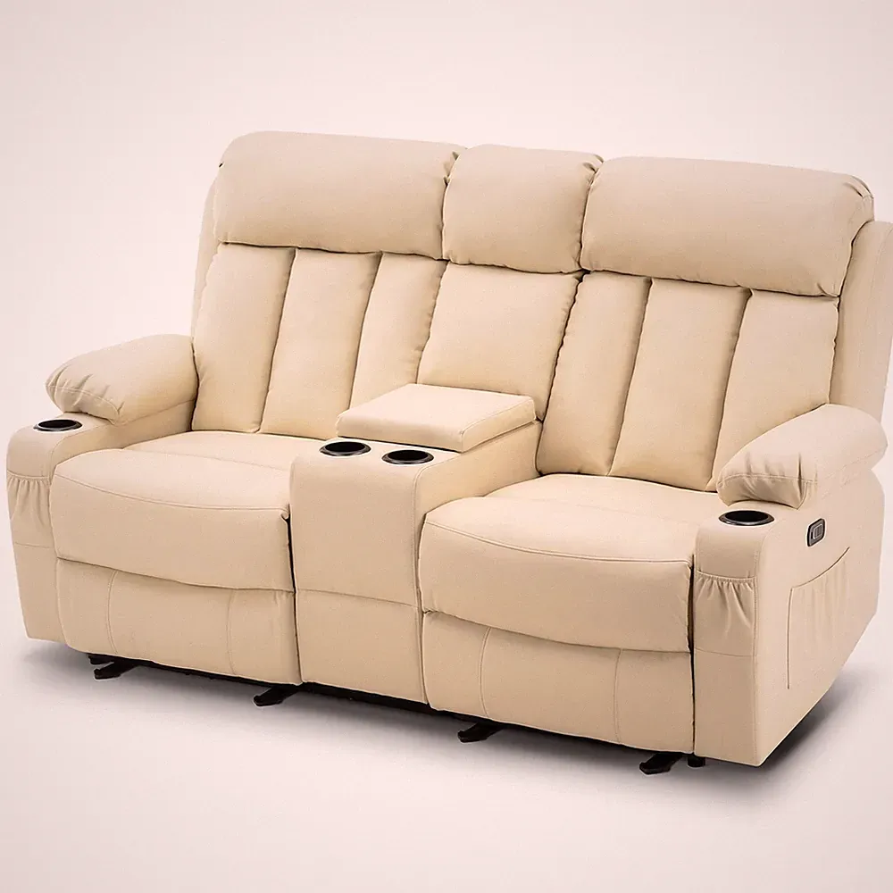 Lovupet Electric Power Loveseat Faux Leather Reclining Sofa with Massage 6095