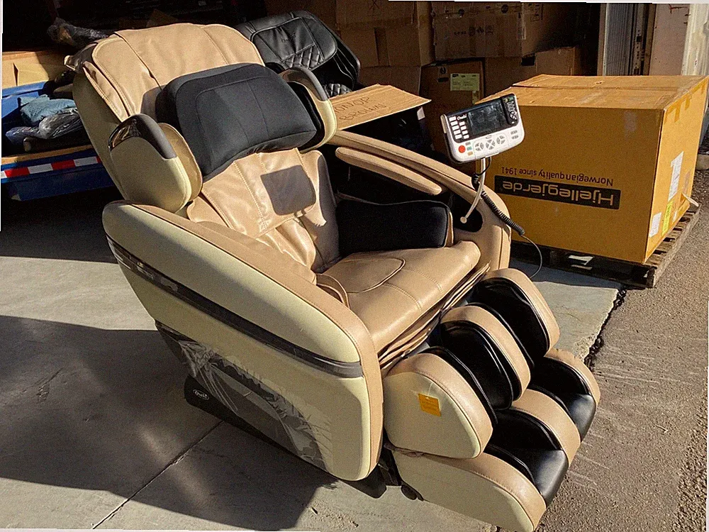 Osaki Pinnacle Massage Chair Zero Gravity Recliner with Heat in Cream Taupe