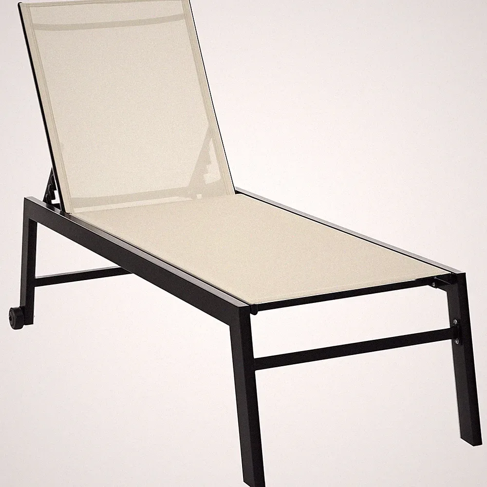 Outdoor Reclining Chaise Lounge Chair with Wheels for Patio