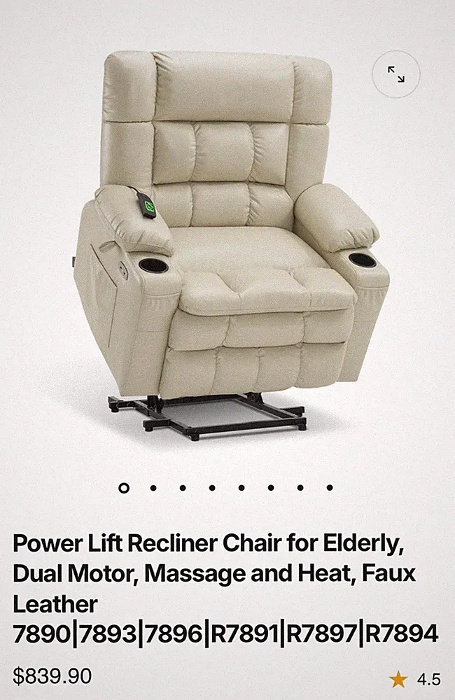 Power Lift Recliner Chair for Elderly, Dual Motor, Massage, Heat chair,Wide