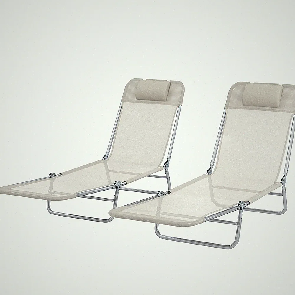 Reclining Folding Chaise Lounge Chairs 2-Piece Outdoor Patio