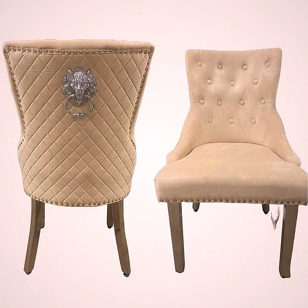 Set of 2/4/6/8 Dining Chairs, Plush Velvet Tufted Bentley Chairs and Studded