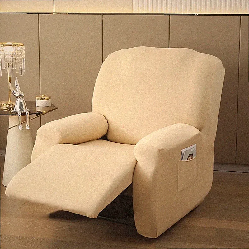 Single Recliner Sofa Cover 4-Piece Non-Slip Elastic Covers Removable Washable