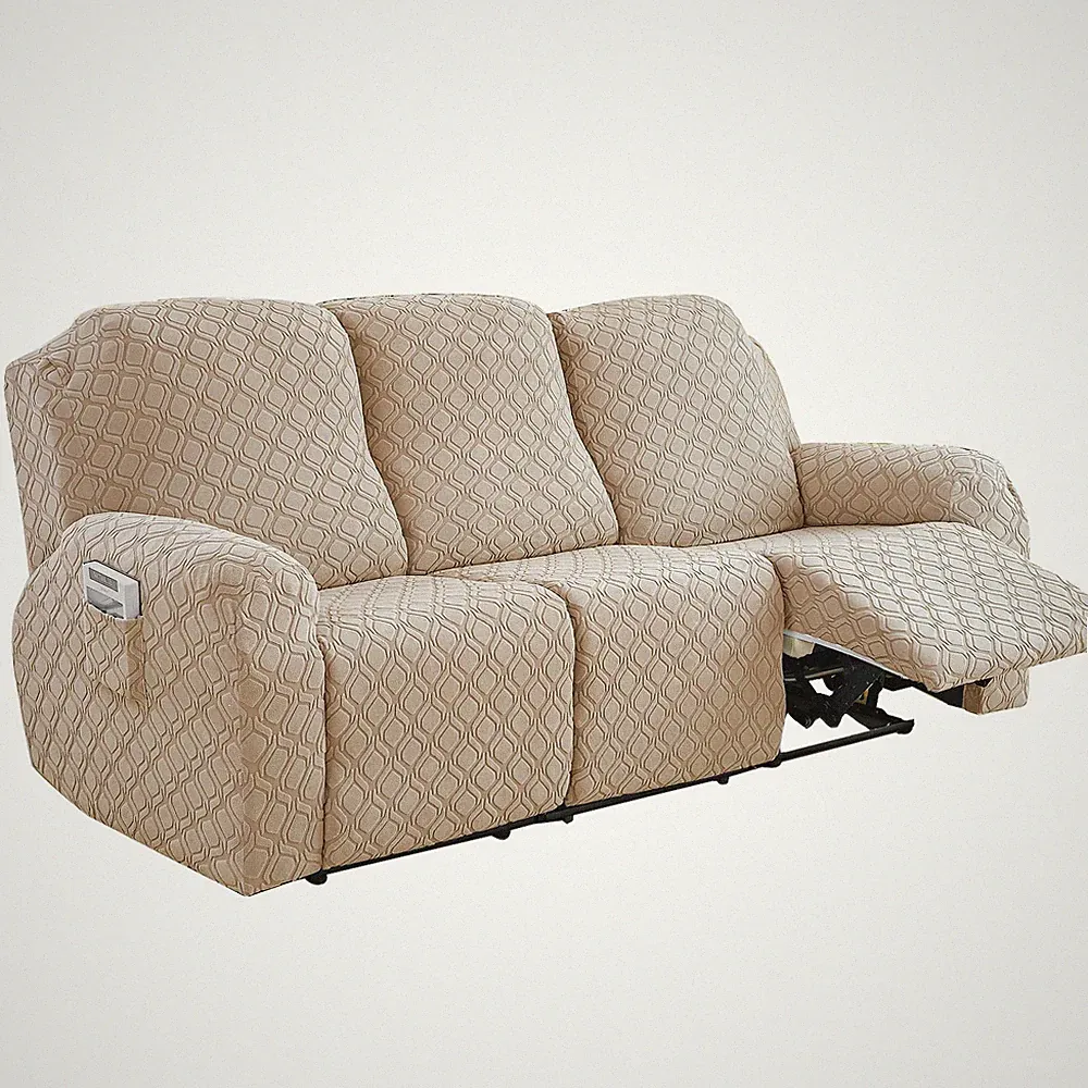 Strecth 3-Seater Recliner Cover Jacquard Couch Slipcover Lounge Sofa Protector.
