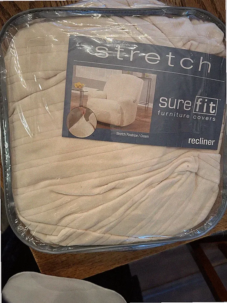 Sure Fit Stretch stretch stripe Recliner Slipcover tusk cream Chair Cover